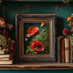 Red Poppies - Vintage Style Poster