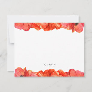 Red poppies watercolor card