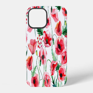 Red poppies: watercolor floral illustration iPhone 12 case