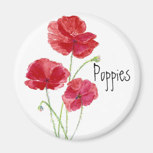 Red Poppies - Watercolor Magnet