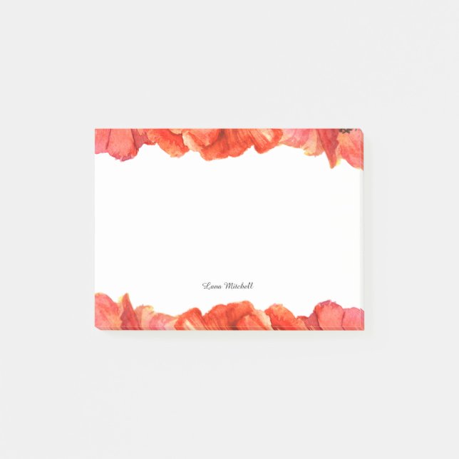 Red poppies watercolor post-it notes (Front)