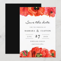 Red poppies watercolor Save the date