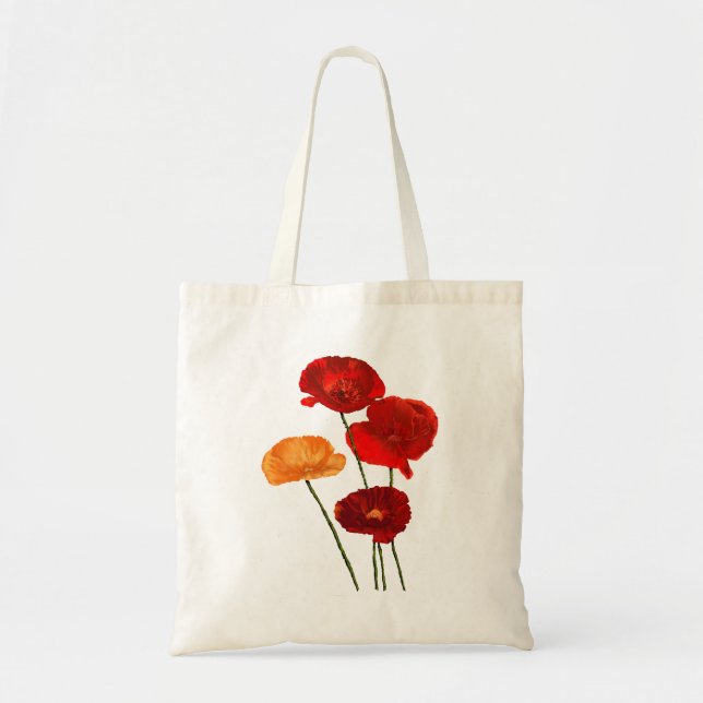Red poppies watercolor tote bag (Front)