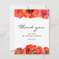 Red poppies watercolor wedding