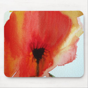 Red Poppies watercolour modern floral art Mouse Mat