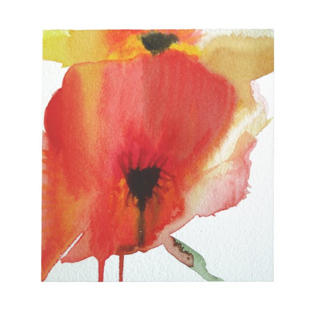Red Poppies watercolour modern floral art Notepad (Front)