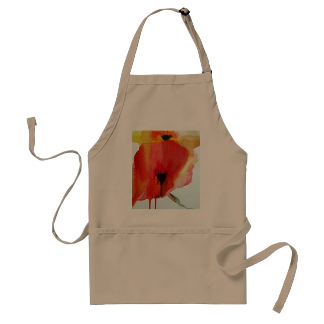 Red Poppies watercolour modern floral art Standard Apron (Front)