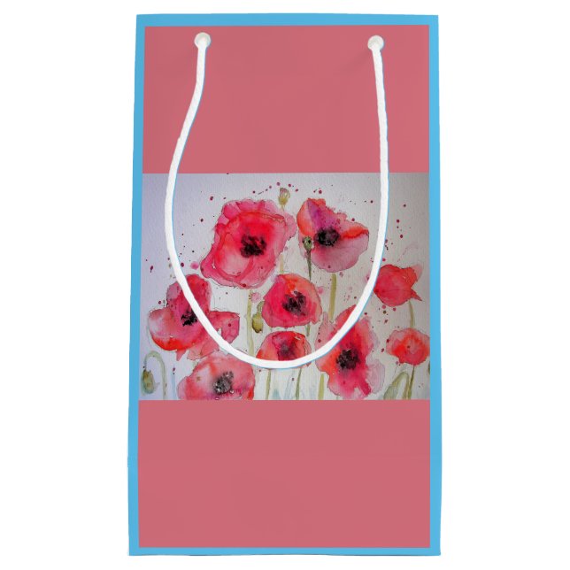 Red Poppies Watercolour Painting floral Gift Bag (Front)