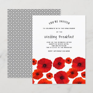 Red Poppies Wedding Breakfast Invitation