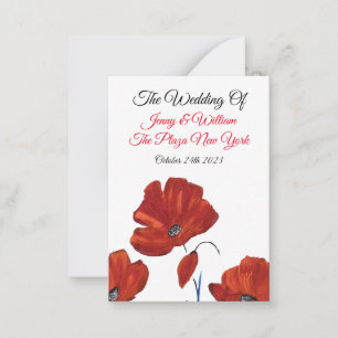 Red Poppies Wedding Card