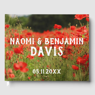 Red Poppies Wedding Guest Book