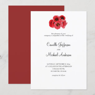 Red poppies wedding invitation