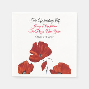 Red Poppies Wedding  Napkin