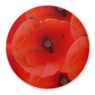 Red Poppoes Design Ceramic Pull Handles