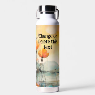Red Poppy Abstract Landscape custom txt Water Bottle