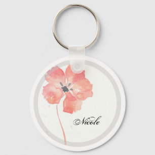 Red Poppy Add Name Keychain