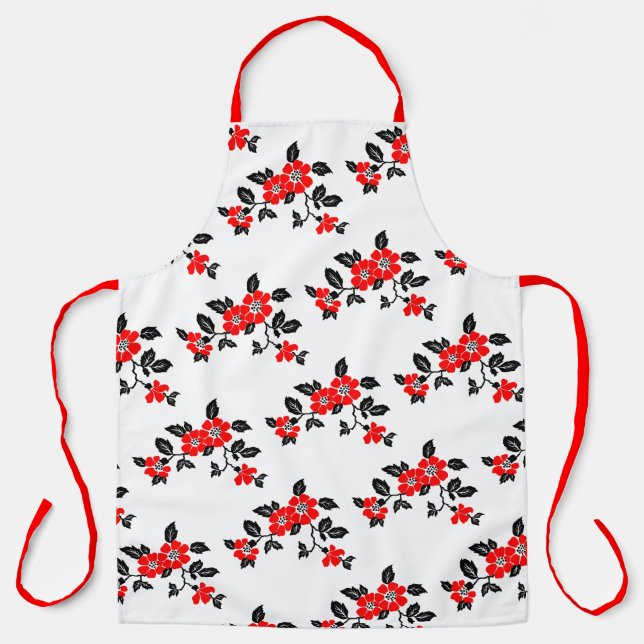 Red Poppy All-Over Print Apron (Front)