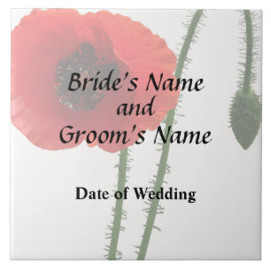 Red Poppy and Bud Wedding Products Tile