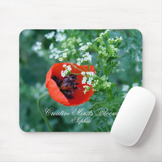 Red Poppy Art Personalised Mouse Pad (With Mouse)