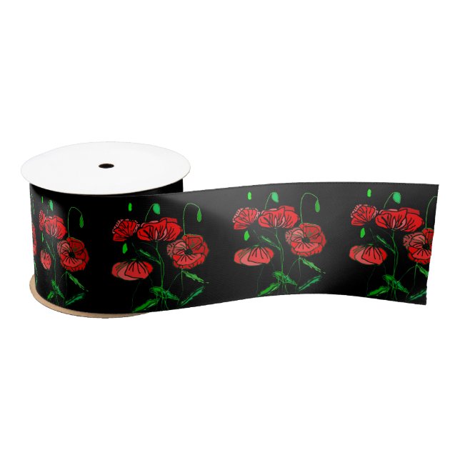 Red Poppy Art  - Satin Ribbon (Spool)