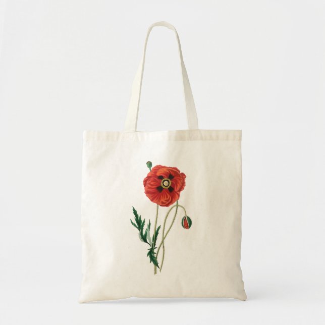 Red Poppy August Birth Flower Tote Bag (Front)