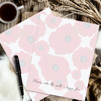 Red Poppy Background Scrapbook Binder Paper Custom Letterhead