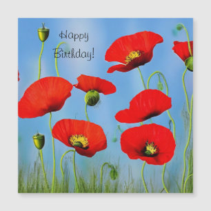 Red Poppy Birthday Magnetic Card