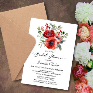 Red Poppy Bridal Shower Invitation