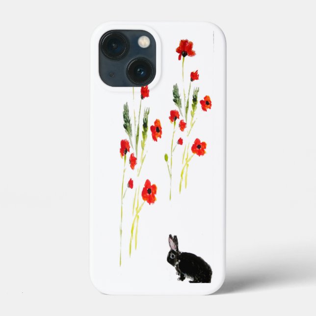 Red Poppy Bunny Rabbit Floral Case-Mate iPhone Case (Back)