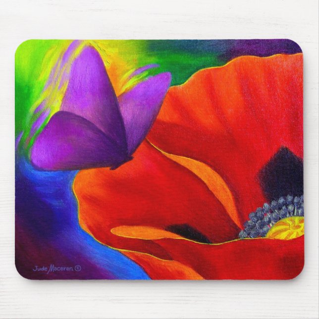 Red Poppy Butterfly Painting Art - Multi Mouse Mat (Front)