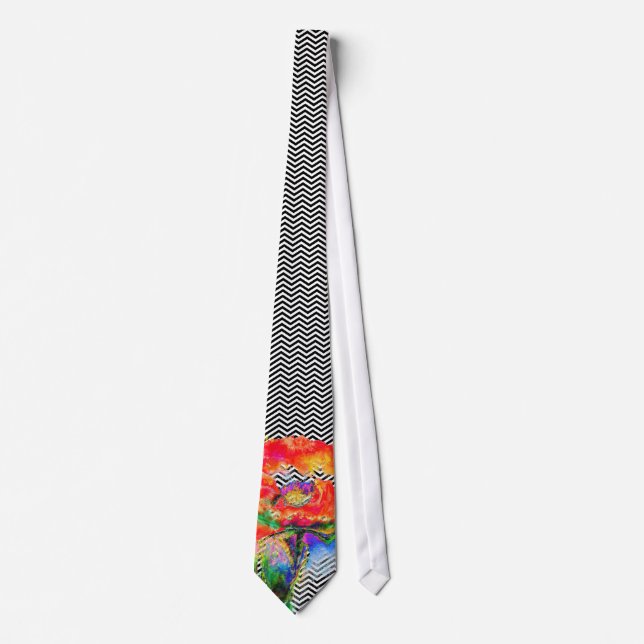 Red poppy chevron tie (Front)