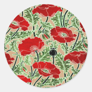 Red Poppy Classic Round Sticker