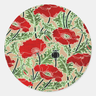 Red Poppy Classic Round Sticker