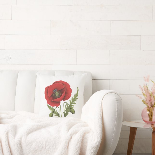 Red Poppy  Cushion (Couch)