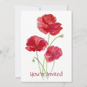 Red Poppy - Custom Party  Invitation