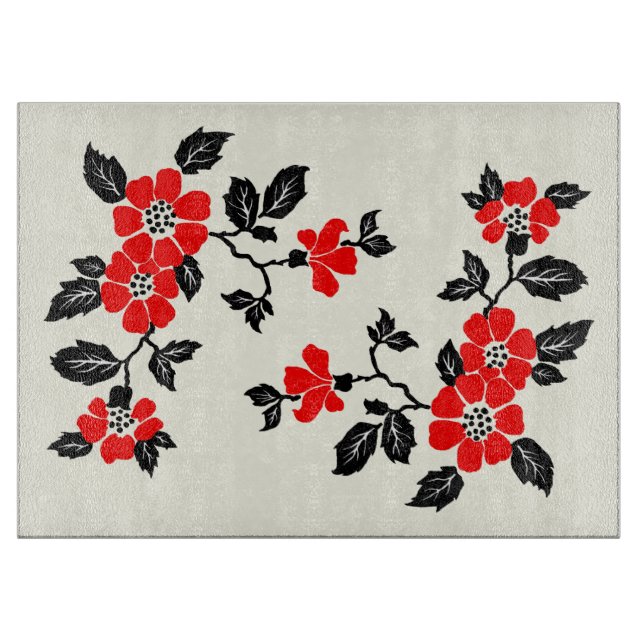 Red Poppy Cutting Board  (Front)