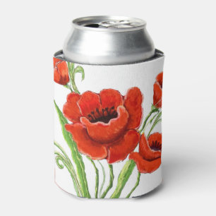 Red Poppy design Can Cooler