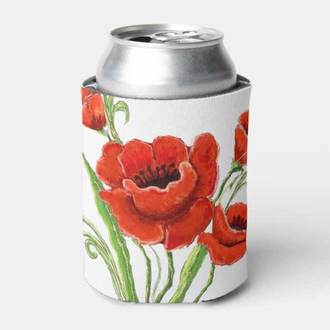 Red Poppy design Can Cooler (Can Front)
