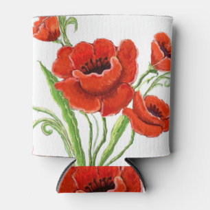 Red Poppy design Can Cooler