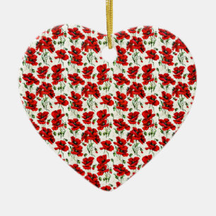Red Poppy Design Ceramic Tree Decoration