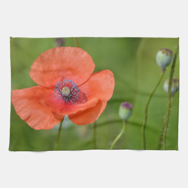 Red Poppy Dish Towel (Horizontal)