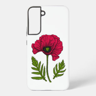 Red poppy drawing 3 samsung galaxy case
