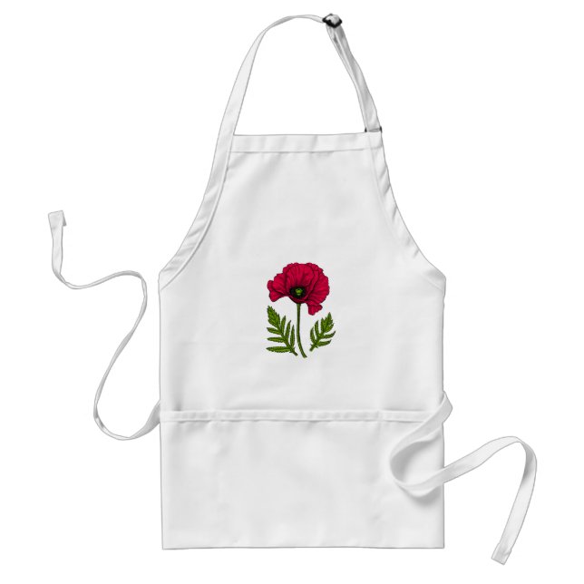 Red poppy drawing 3 standard apron (Front)