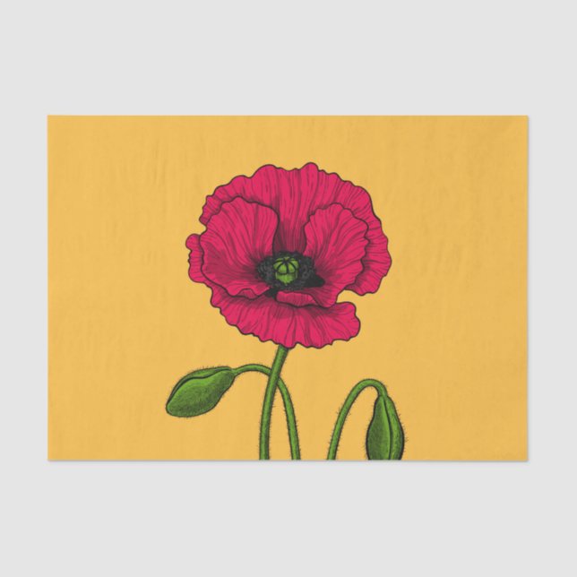 Red poppy drawing tissue paper (Front)