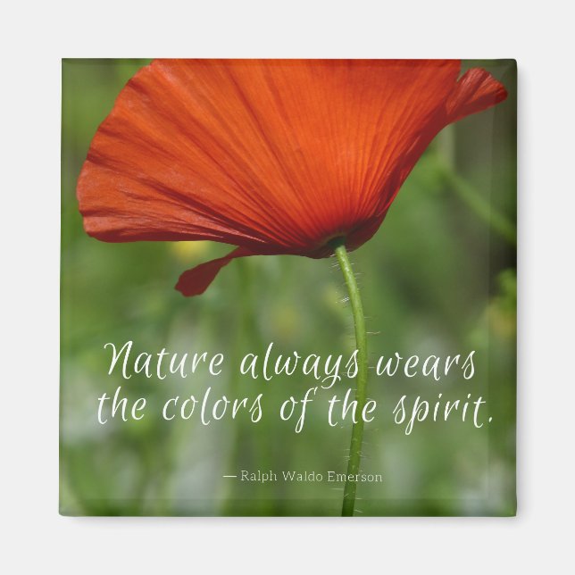Red Poppy Emerson Quote Magnet (Front)