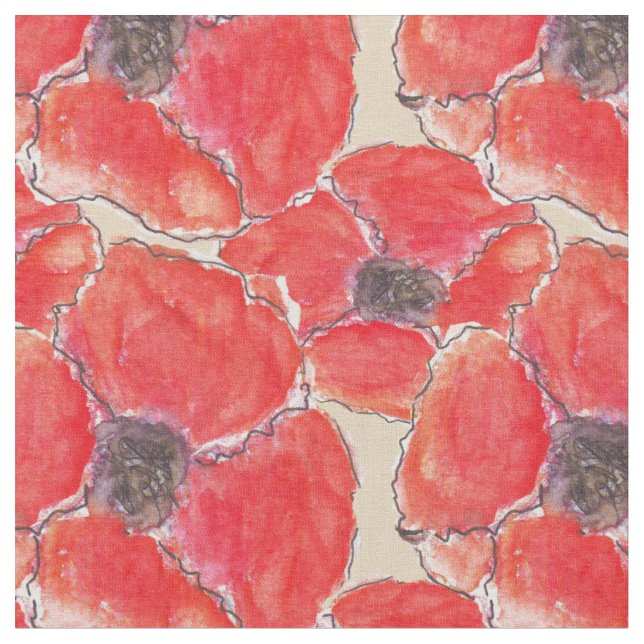 Red Poppy Fabric (Close Up)