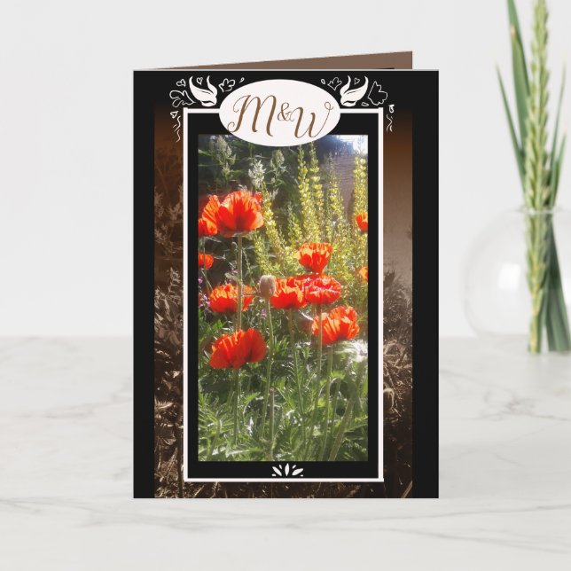 Red Poppy Feilds Monogram Flower Thank You Card (Front)