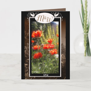 Red Poppy Feilds Monogram Flower Thank You Card
