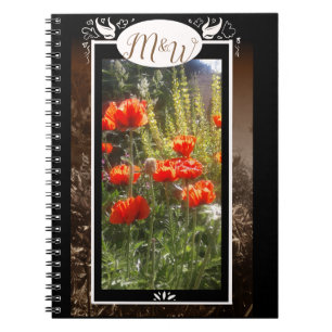 Red Poppy Feilds Monogram Notebook
