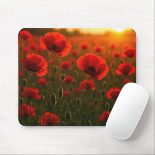 Red Poppy Field at Sunrise Mouse Mat